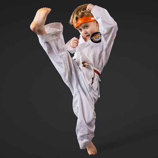 A Tiny Tiger doing a front kick